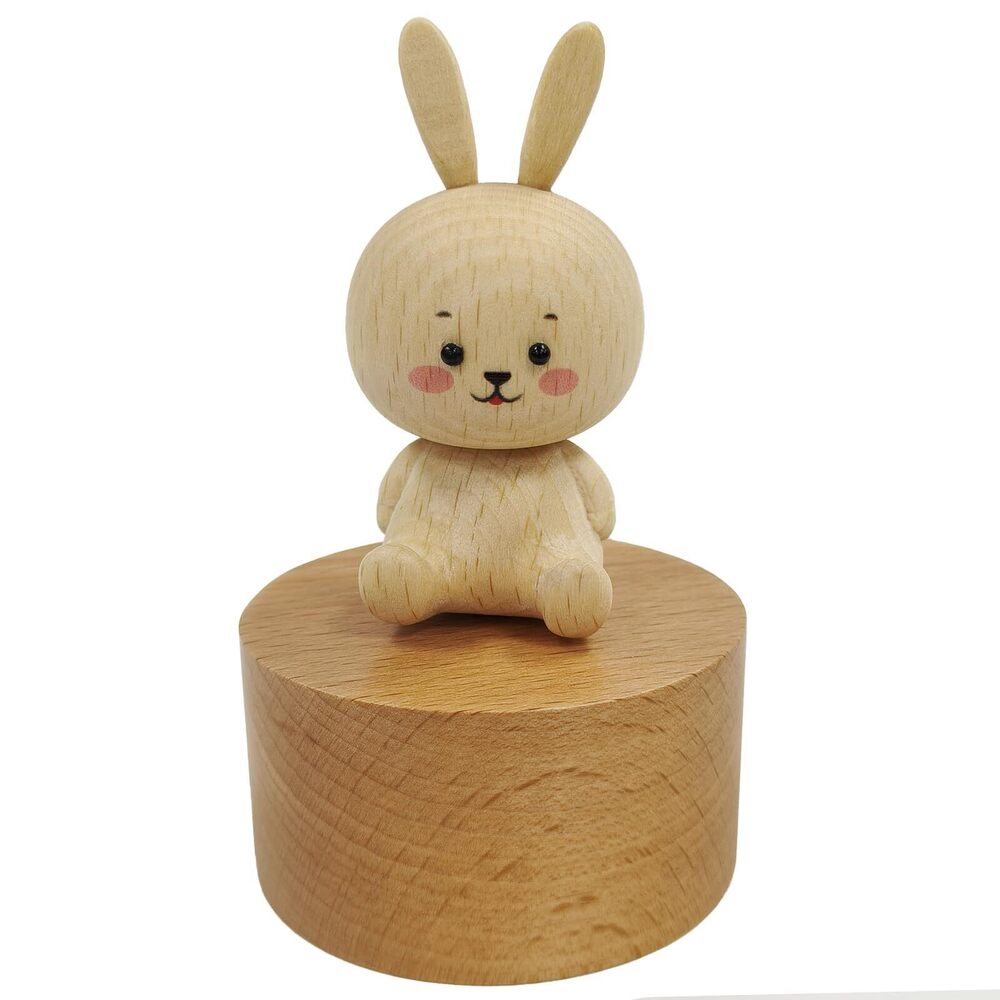 1713 Charming Wooden Music Box Adorable Animal Designs Rotating Musical